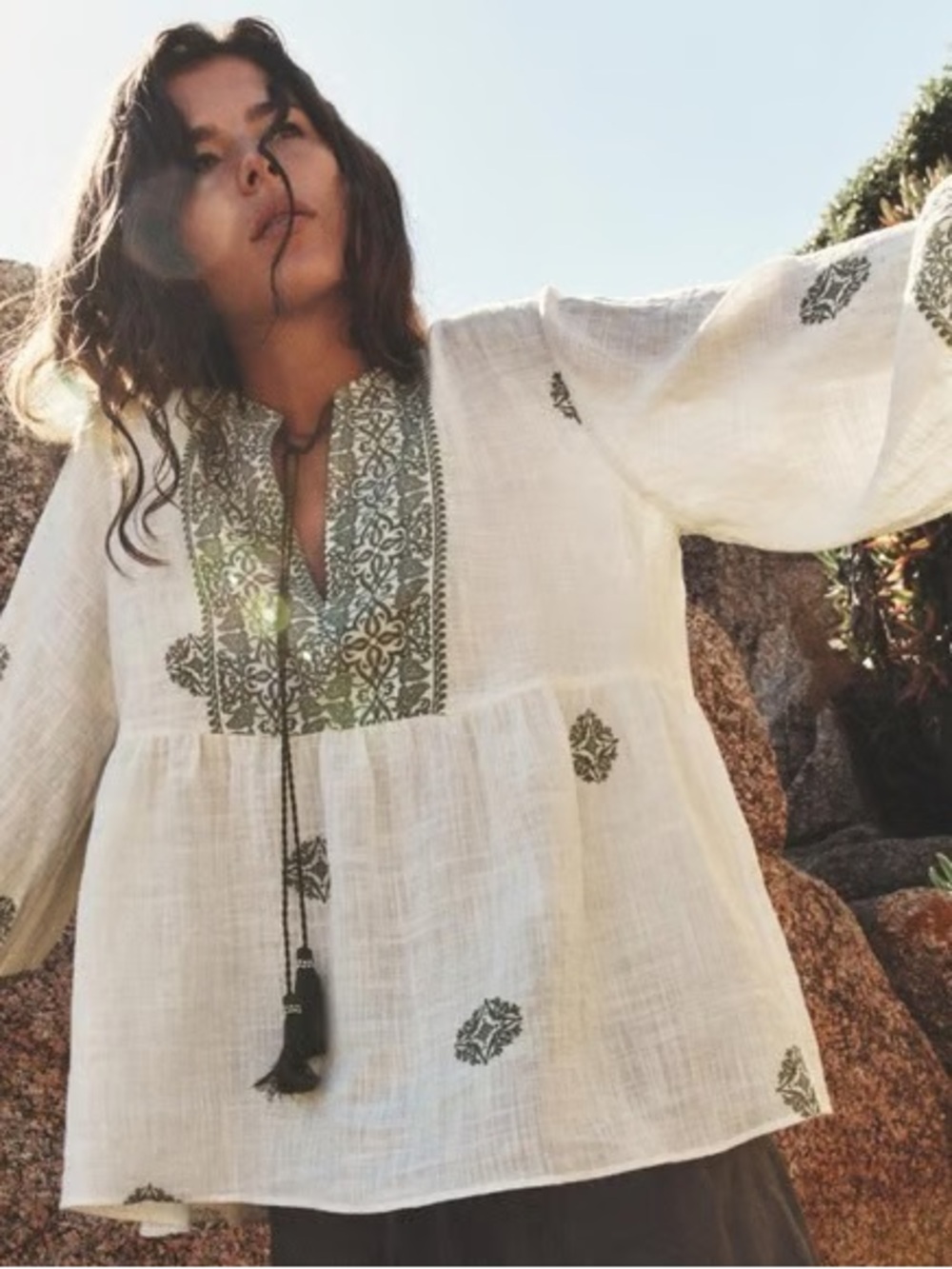 Zara Rustic Bohemian Tassel Blouse
